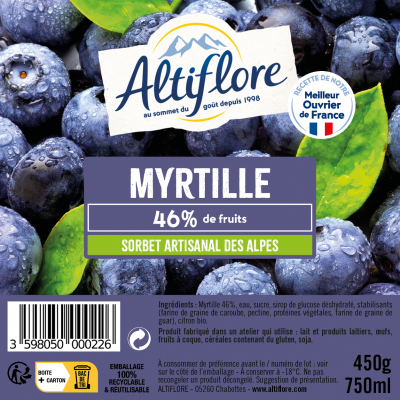 Sorbet à la Myrtille, 46%...