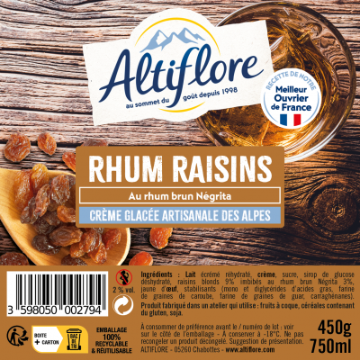 Crème glacée Rhum Raisins,...